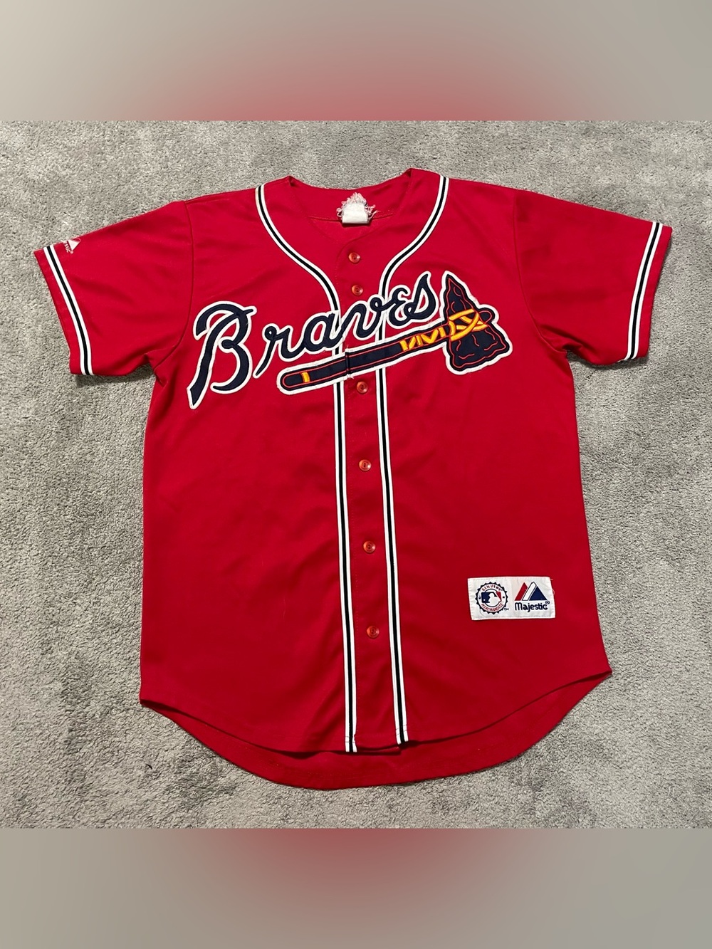 Vintage Majestic Atlanta Braves Jersey Mens S Red #3 Genuine Merchandise Sewn